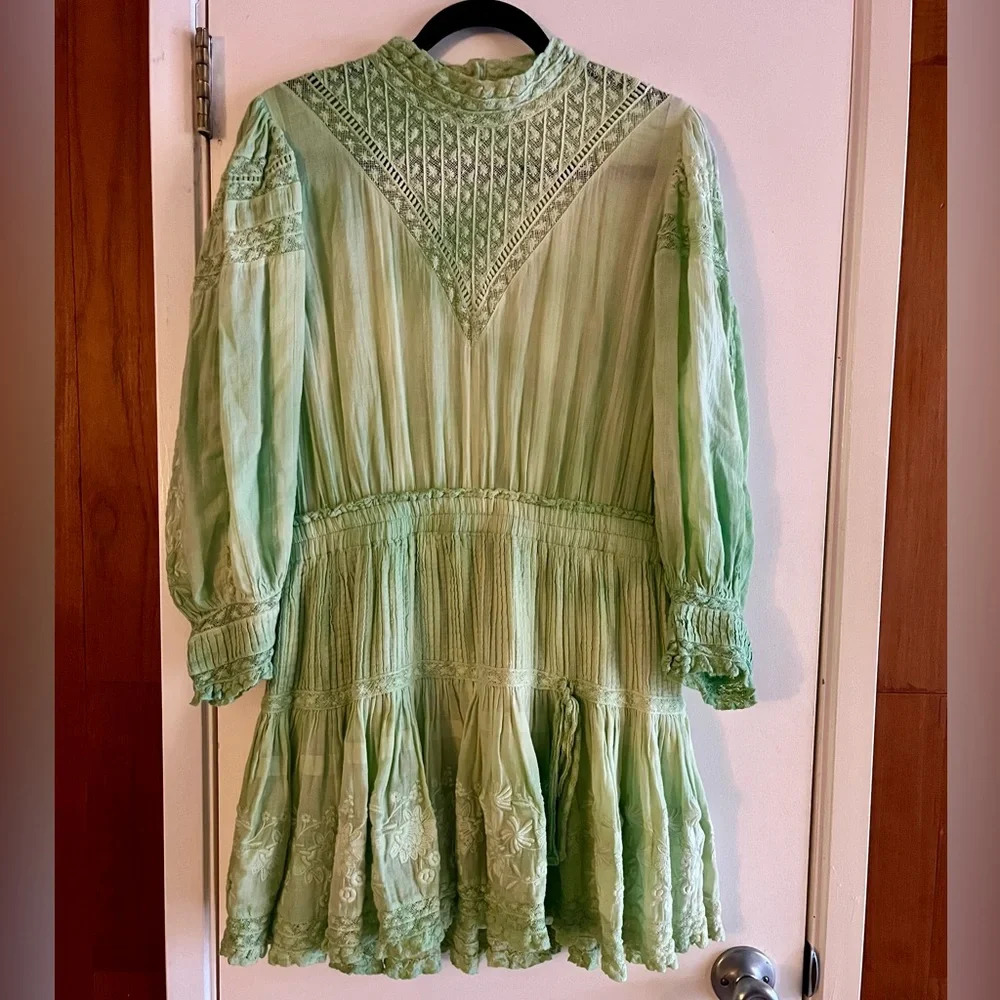 LoveShackFancy Viola Embroidered Mini Dress